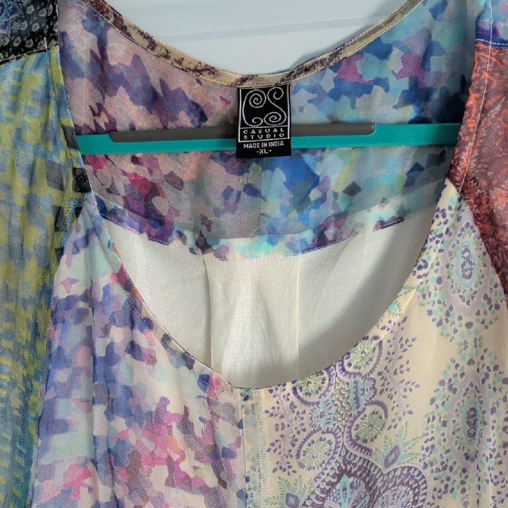 Multicolor Patchwork Women's Blouse - Picture 3 of 8
